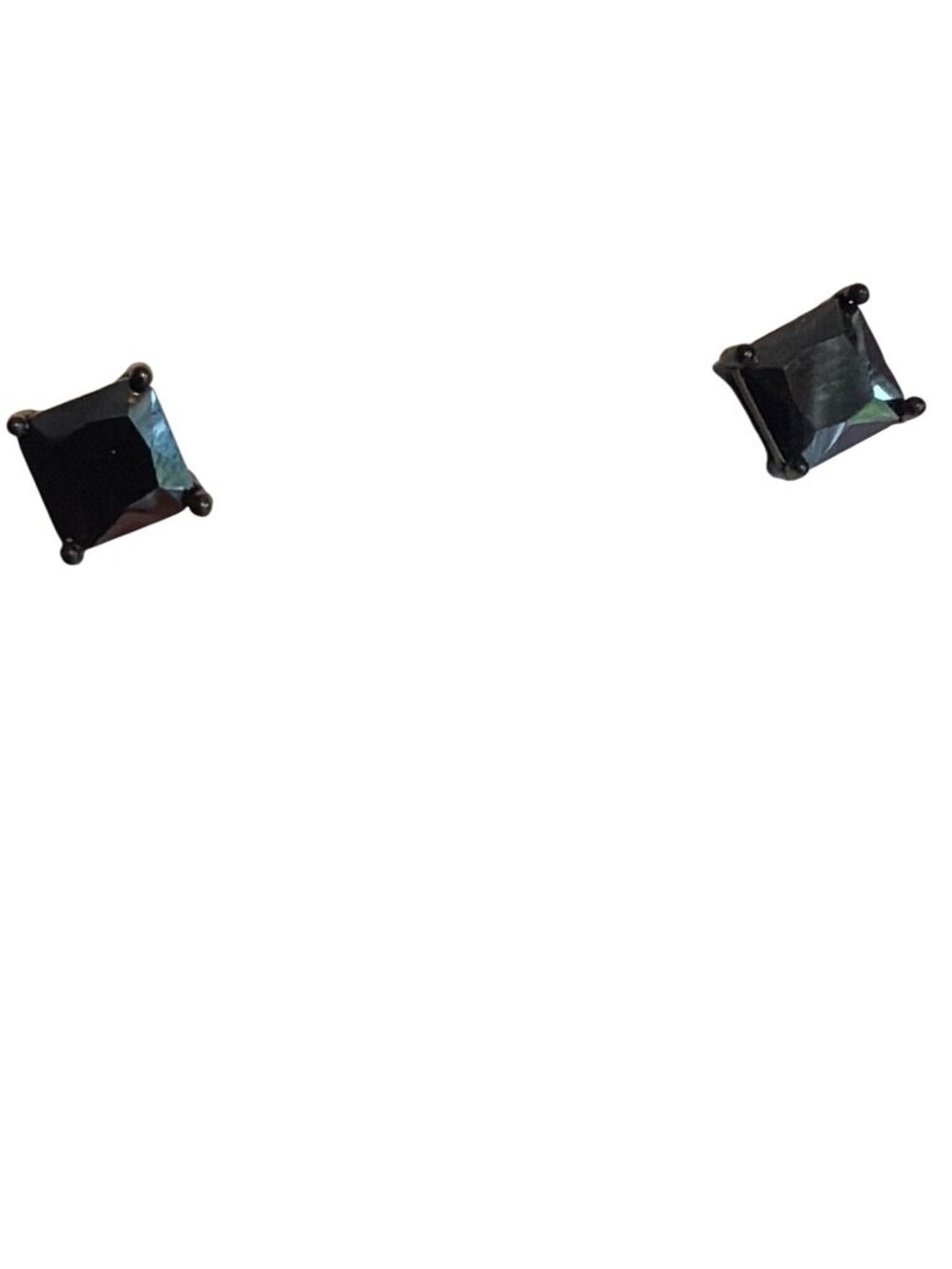 Vintage Black Cubic Zirconia Princess Stud Earrings 5/8" Weigh 2.41g Estate